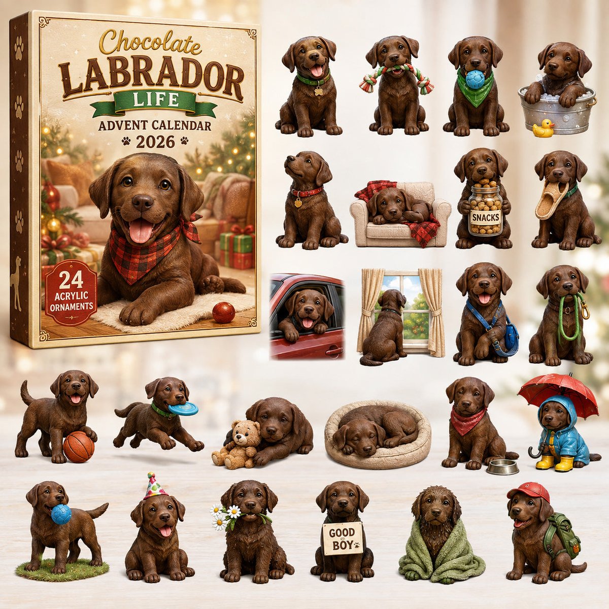 Chocolate Labrador Life Christmas Advent Calendar Xmas Calendar Countdown Labrador Lovers Gifts