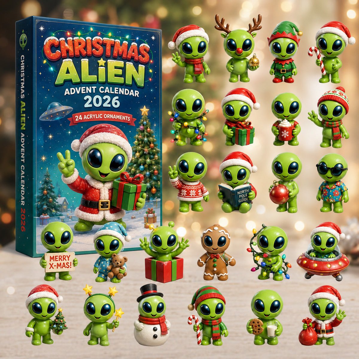 Christmas Alien Christmas Advent Calendar Counting Down Calendar Space Lovers Xmas Gifts