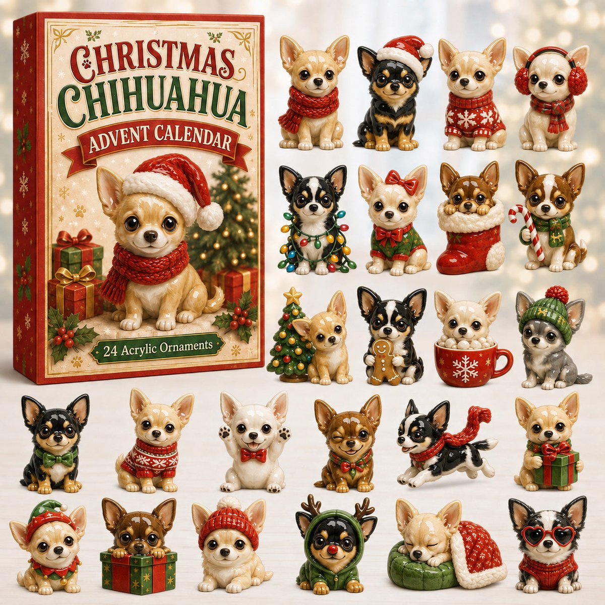 Christmas Chihuahua Advent Calendar 2026 24 Day Festive Countdown Xmas Gift For Chihuahua Lovers