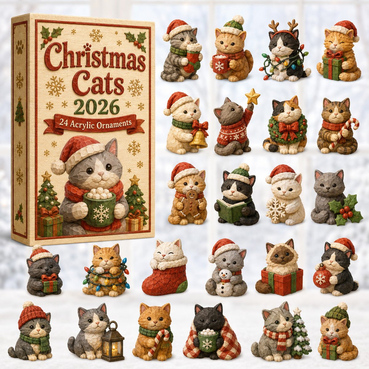Christmas Cats Xmas Advent Calendar Christmas Countdown Decor Gifts For Cat Mom