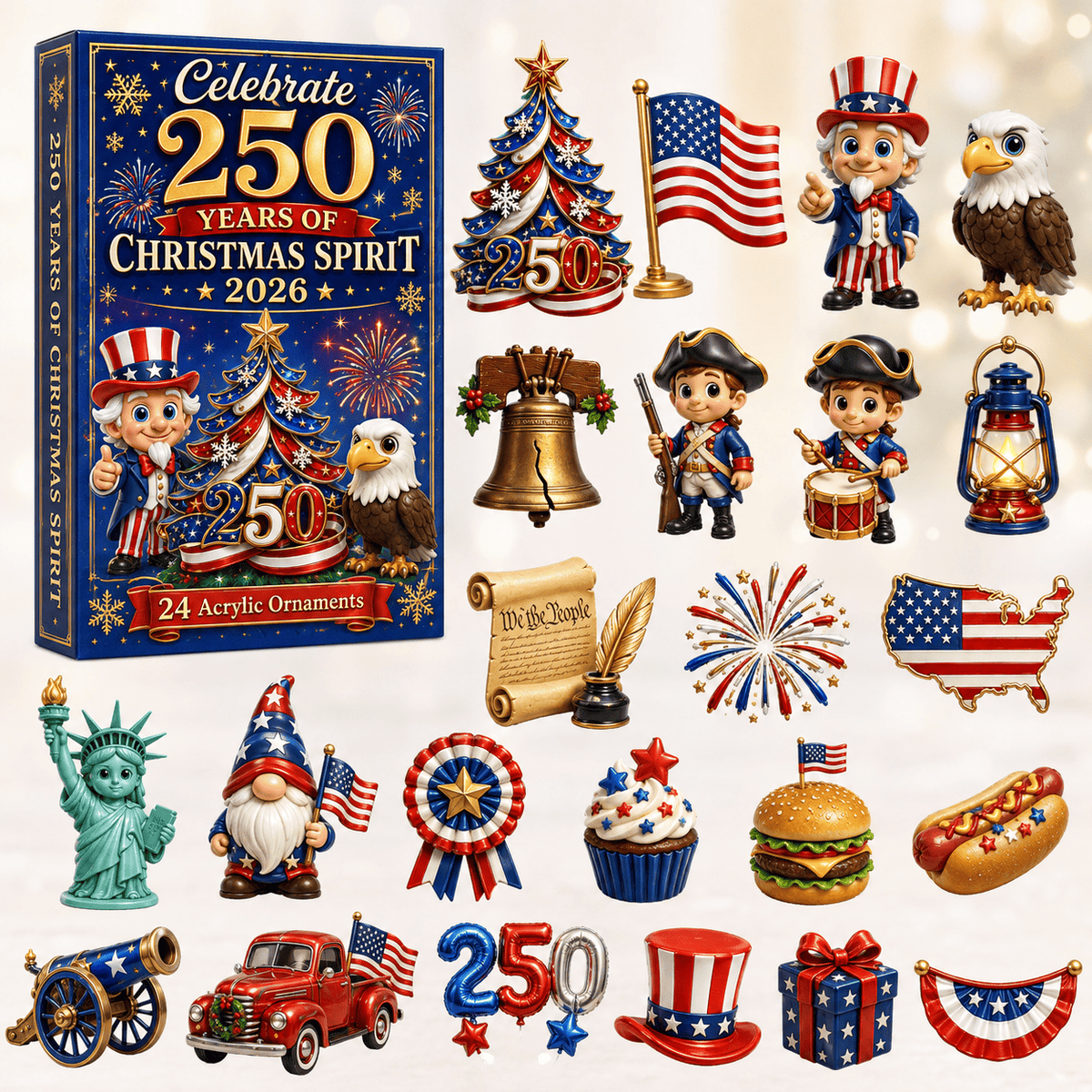 Celebrate 250 Years Of Christmas Spirit Advent Calendar Xmas Countdown Gifts For Patriots