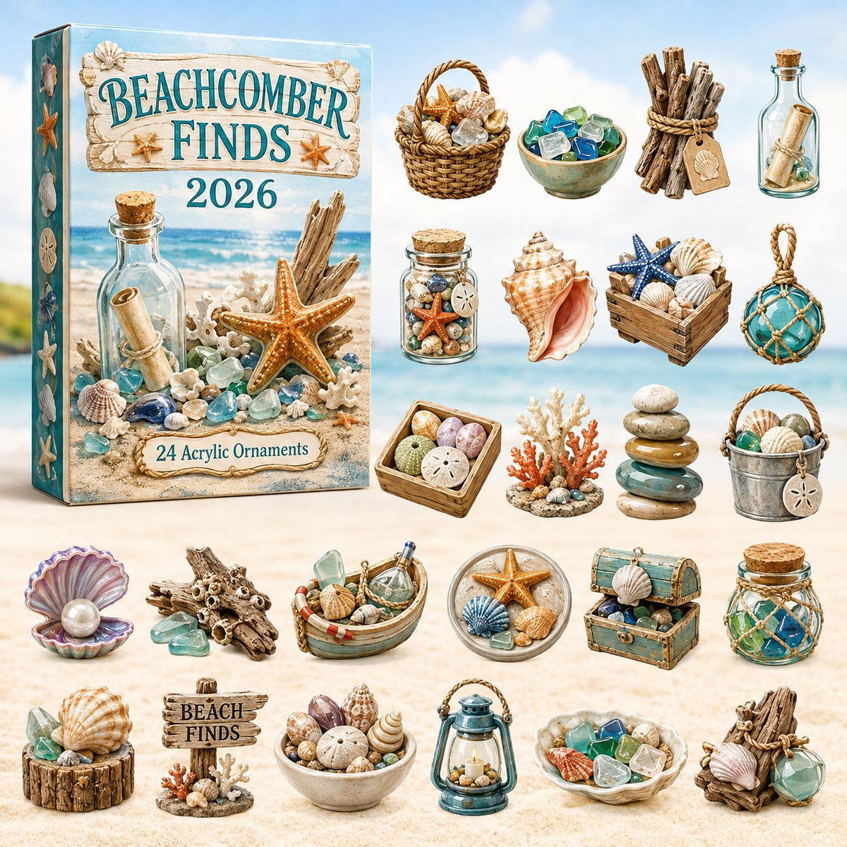 Beachcomber Finds Christmas Advent Calendar 2026 24 Day Festive Countdown Beach Lovers Xmas Gifts