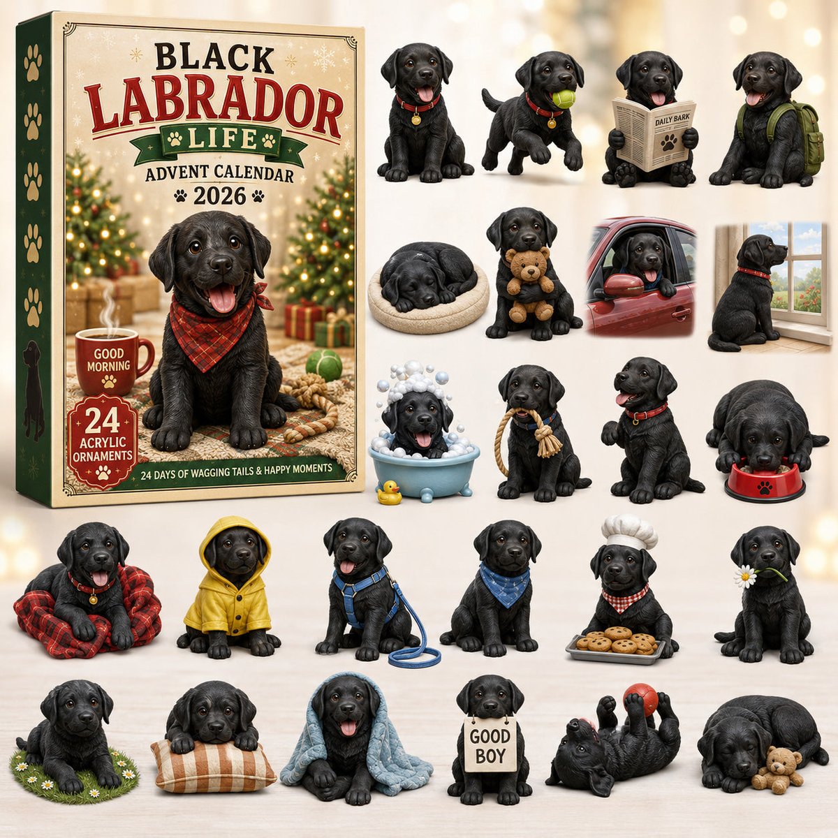 Black Labrador Life Xmas Advent Calendar Christmas Eve Countdown Gifts For Labrador Lovers