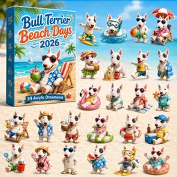 Bull Terrier Beach Days Christmas Advent Calendar Xmas Gifts For Bull Terrier Lovers