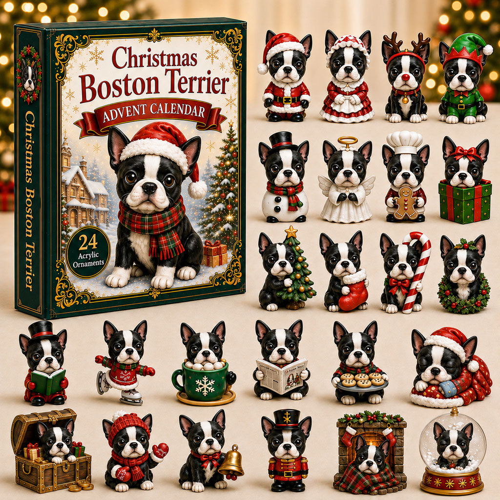 Christmas Boston Terrier Advent Calendar Christmas Countdown Gifts For Boston Terrier Lovers