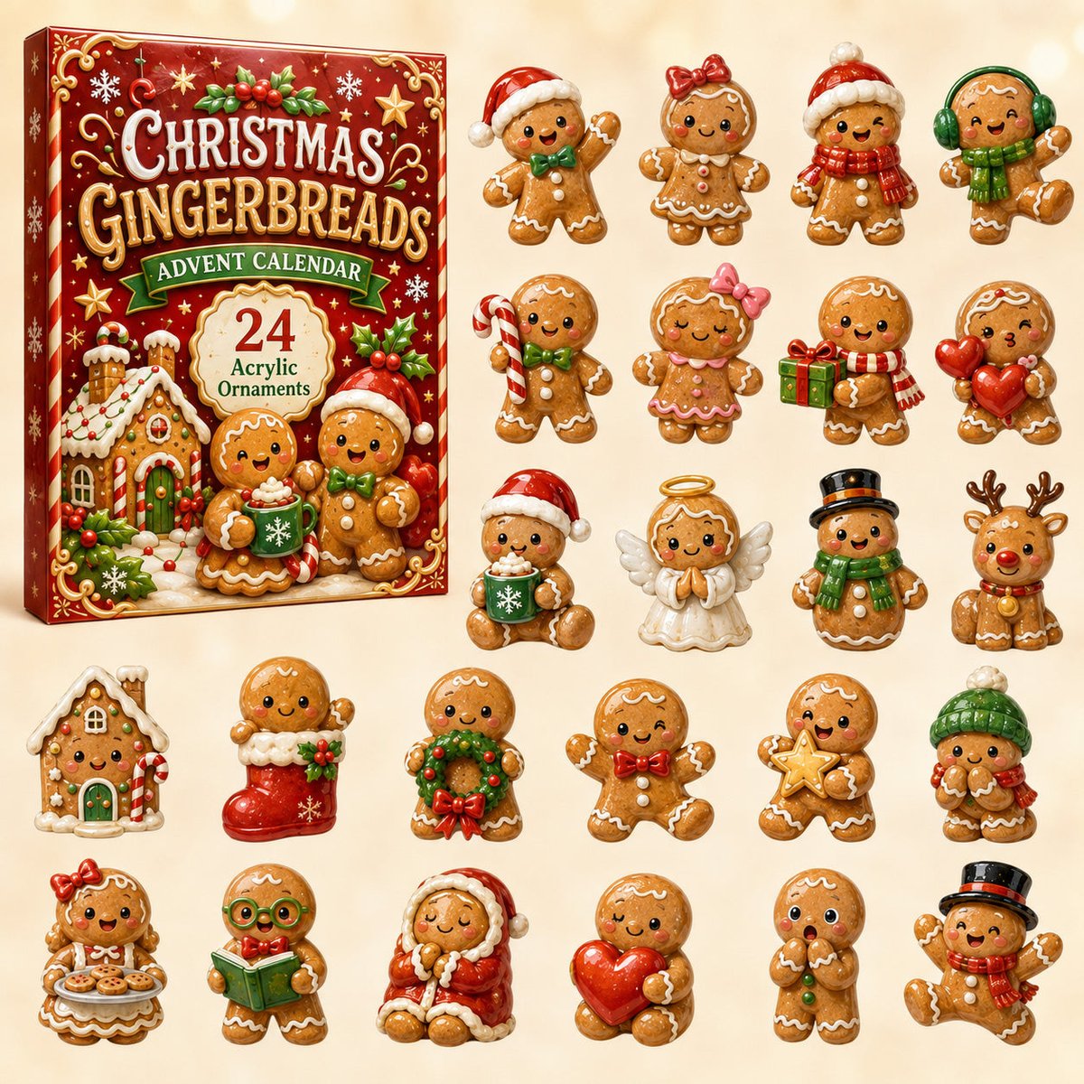 Christmas Gingerbread Xmas Advent Calendar Xmas Countdown Christmas Gifts For Mom