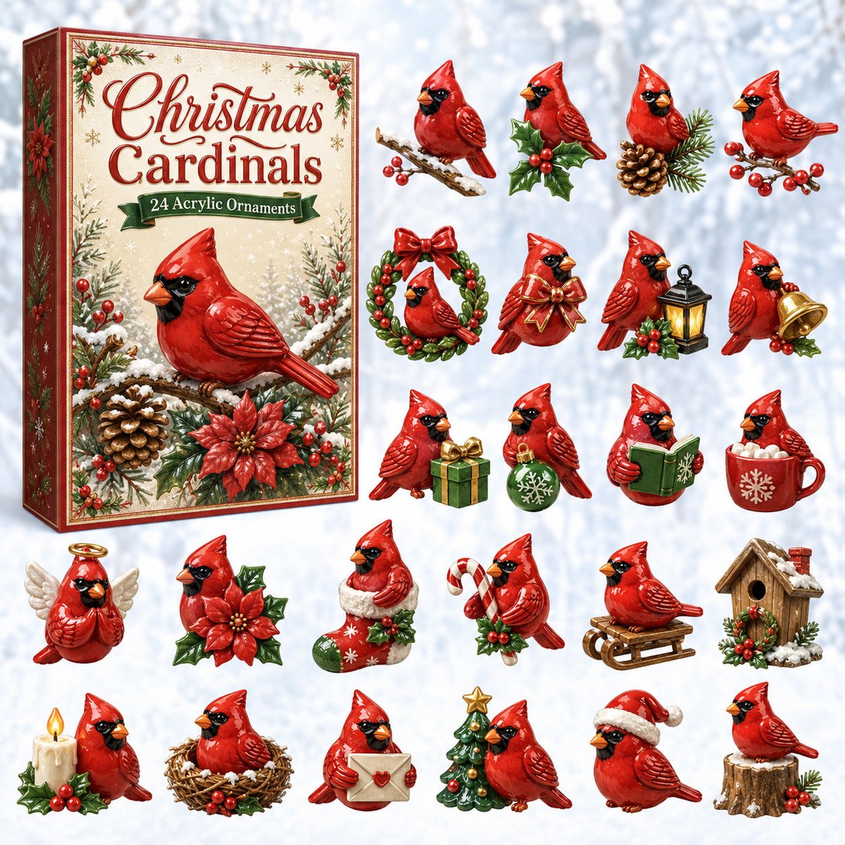Christmas Cardinals Bird 2026 Christmas Advent Calendar Xmas Gifts For Mother