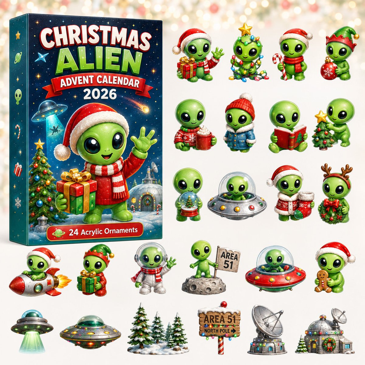 Christmas Alien Xmas Advent Calendar Christmas Eve Countdown Gifts For Space Lovers