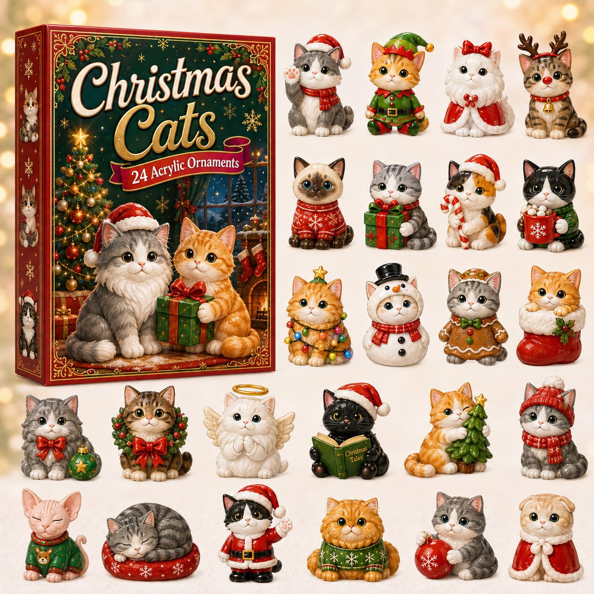 Christmas Cats Xmas Advent Calendar Xmas Countdown Christmas Gifts For Cat Lovers
