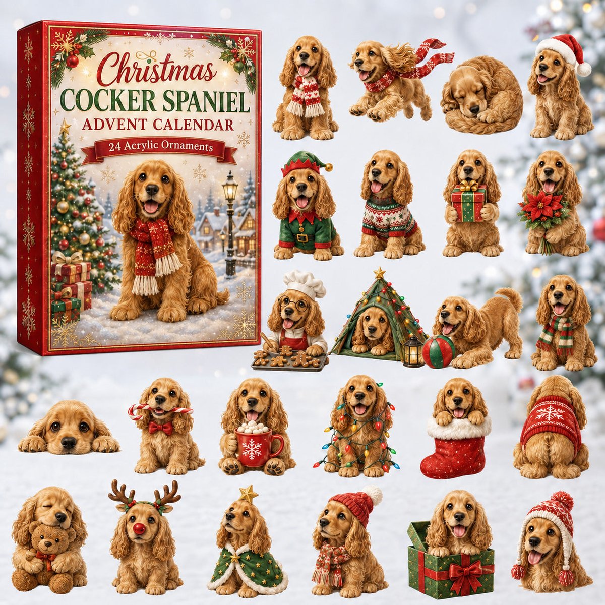 Christmas Cocker Spaniel Xmas Advent Calendar Xmas Countdown Cocker Spaniel Lovers Gifts