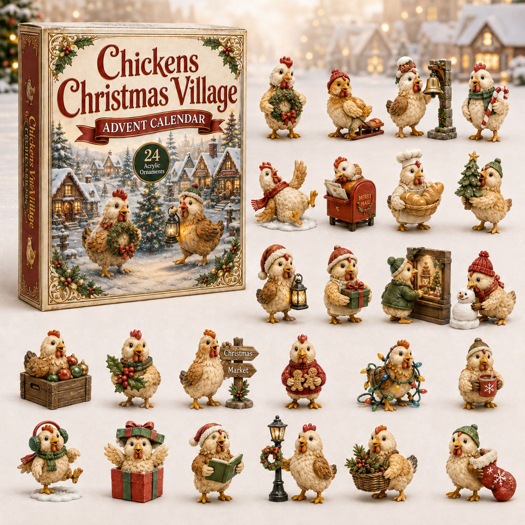 Chickens Village Christmas Advent Calendar Xmas Calendar Countdown Chickens Lovers Xmas Gifts