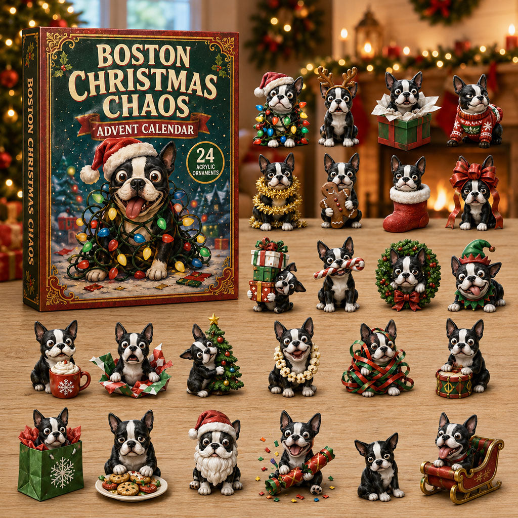 Boston Christmas Chaos Advent Calendar Christmas Countdown Gifts For Boston Terrier Lovers
