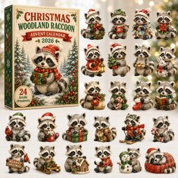 Christmas Woodland Raccoon Advent Calendar Xmas Tree Hanging Gifts For Raccoon Lovers