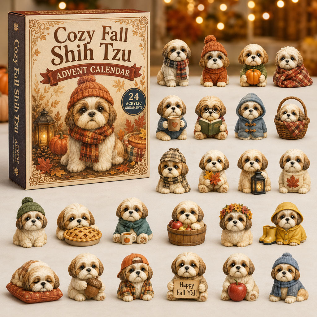 Cozy Fall Shih Tzu Christmas Advent Calendar 2026 Xmas Gifts For Dog Lovers