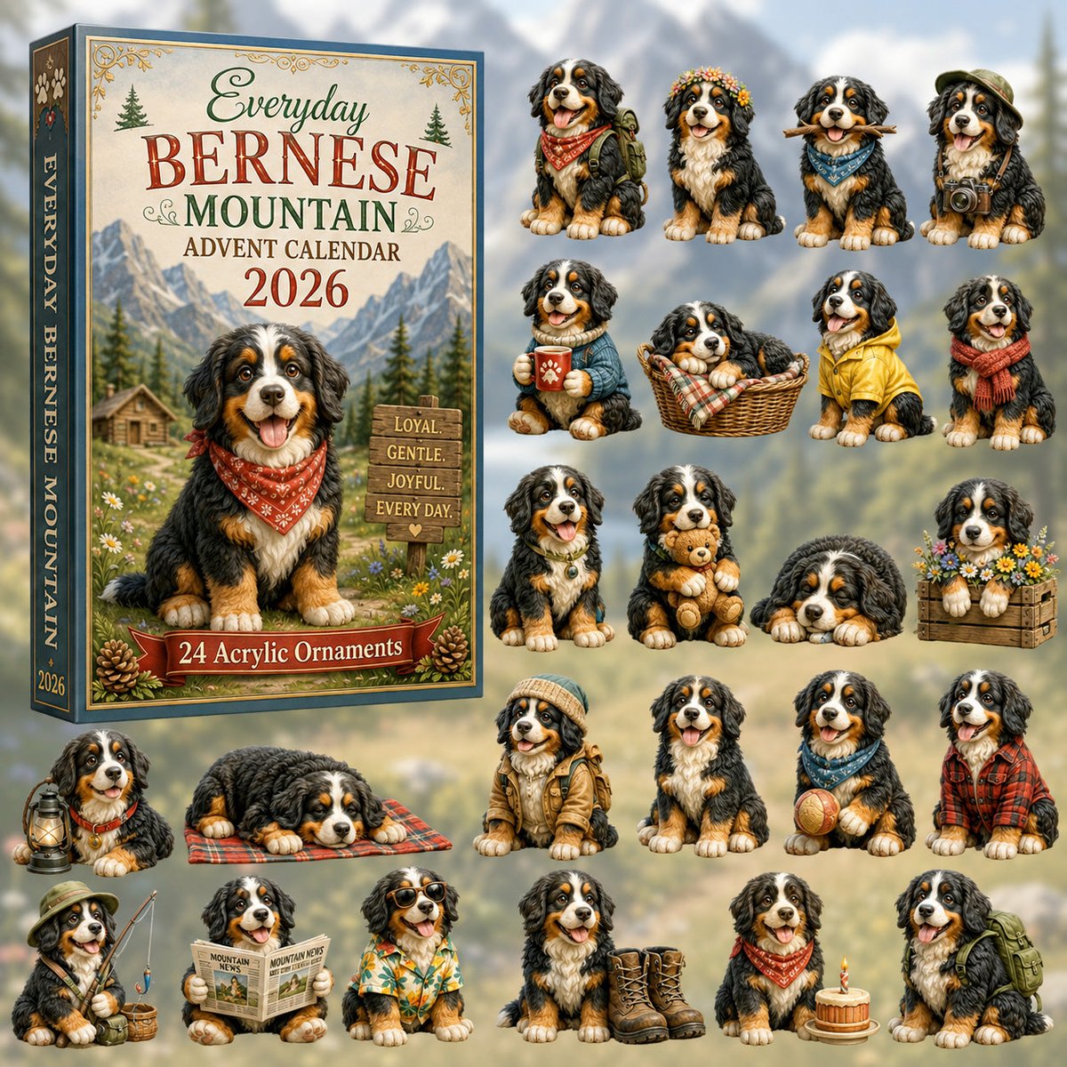 Everyday Bernese Mountain 2026 Christmas Advent Calendar Xmas Gifts For Dog Owners