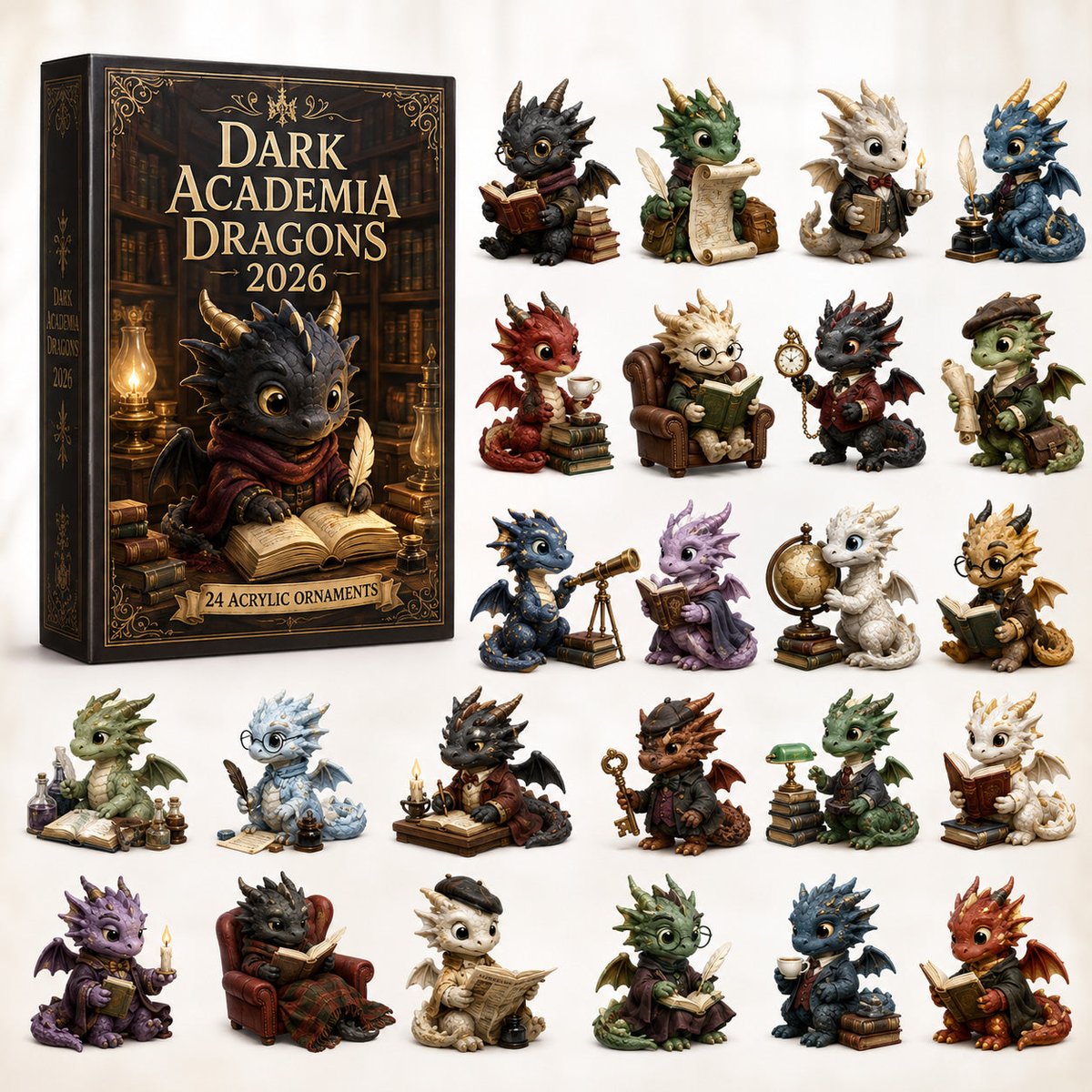 Dark Academia Dragons Christmas Advent Calendar Christmas Countdown Gifts For Dragon Lovers
