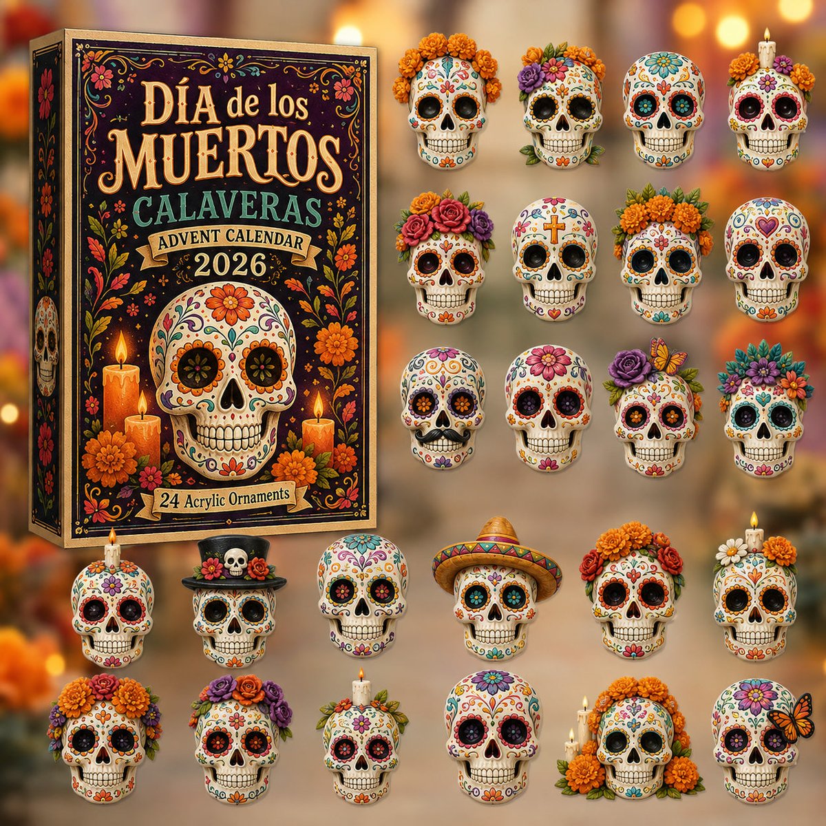 Dia De Los Muertos Calaveras Christmas Advent Calendar Christmas Countdown Gifts For Family