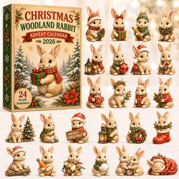Christmas Woodland Rabbit Advent Calendar Holiday Decorations Xmas Gifts For Rabbit Lovers