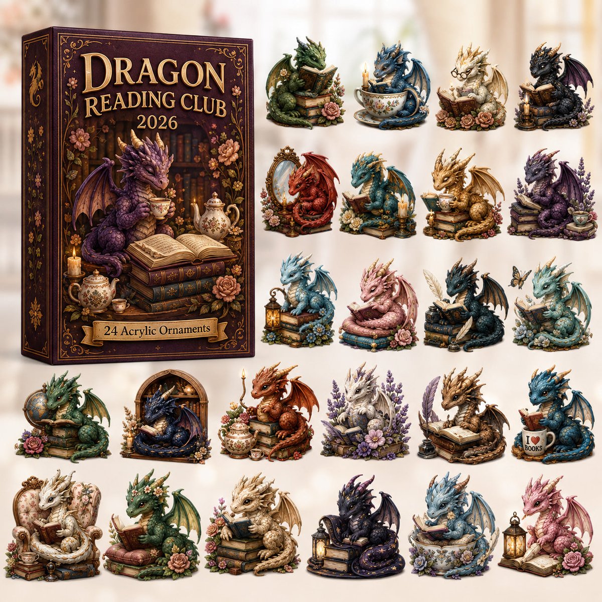 Dragon Reading Club Xmas Advent Calendar Christmas Countdown Decor Gifts For Dragon Lovers