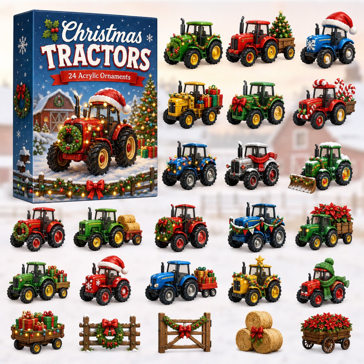 Christmas Tractors Xmas Advent Calendar Christmas Day Countdown Gifts For Farmers