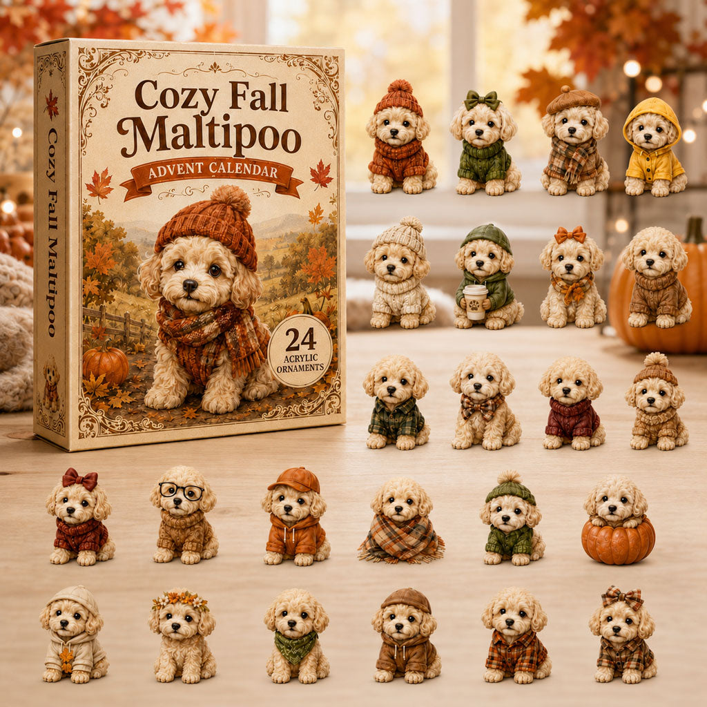 Cozy Fall Maltipoo Christmas Advent Calendar 2026 Xmas Gift Ideas For Maltipoo Dog Lovers