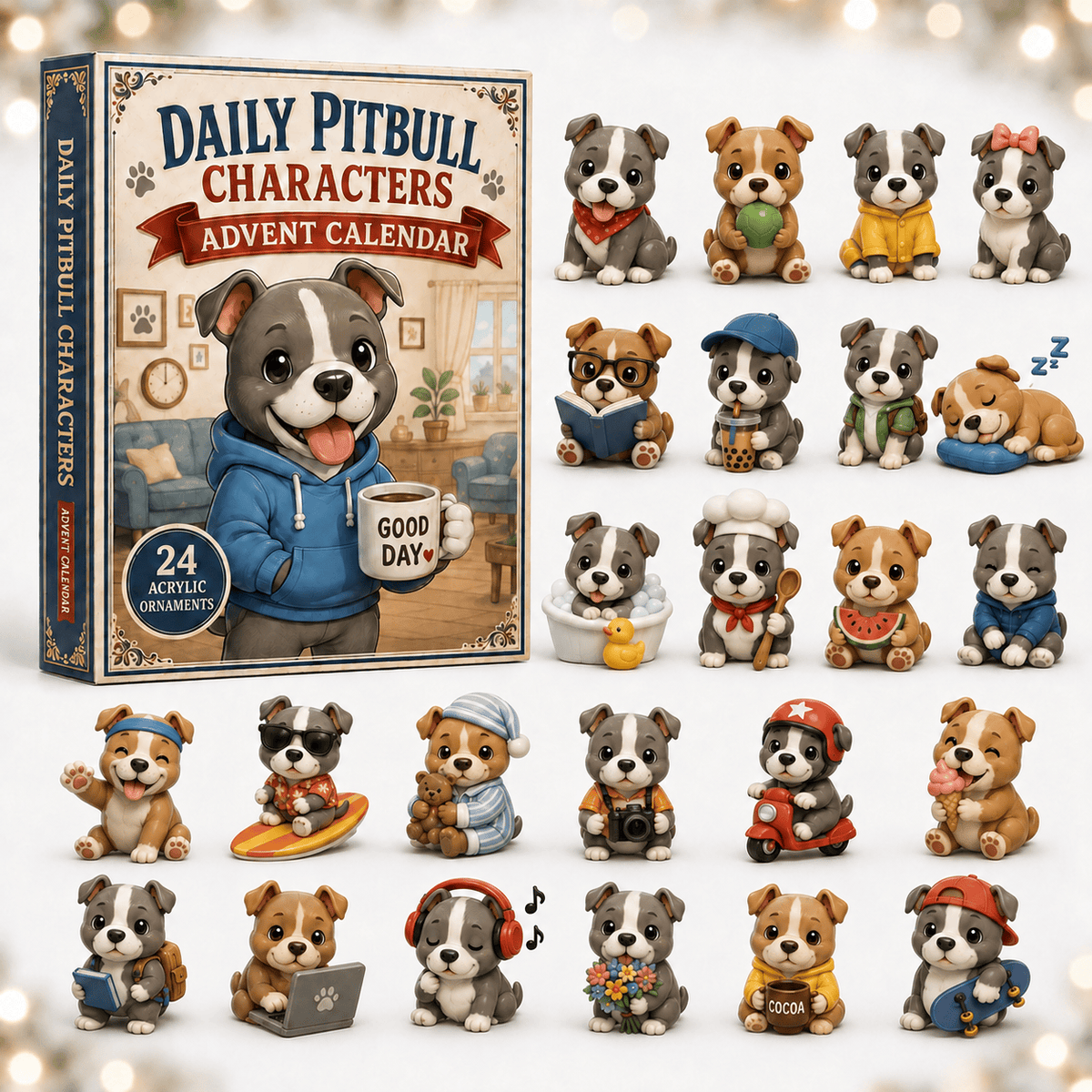 Daily Pitbull Characters Christmas Advent Calendar Christmas Gifts For Pitbull Lovers