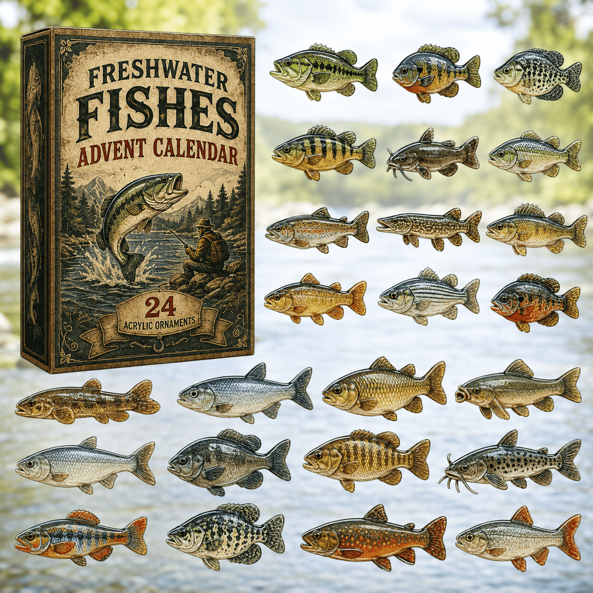 Freshwater Fishes Christmas Advent Calendar Counting Down Calendar Fishing Lovers Xmas Gifts