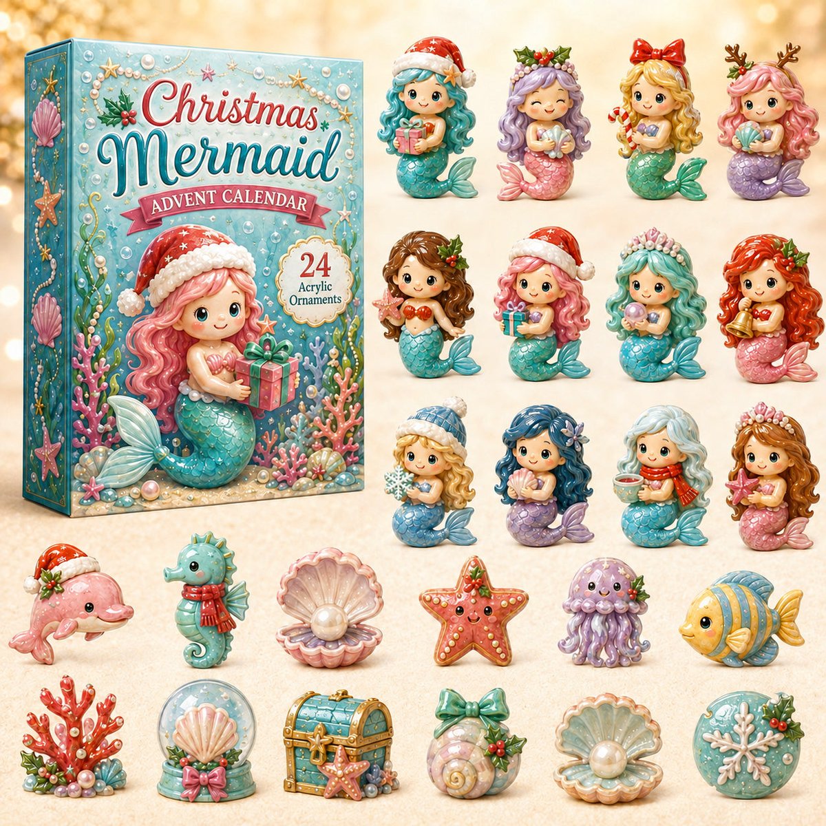 Christmas Mermaid Advent Calendar Christmas Eve Countdown Gifts For Mermaid Lovers