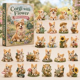 Corgi With Flower Advent Calendar 24 Days Of Christmas Blindbox Best Gifts For Corgi Lovers