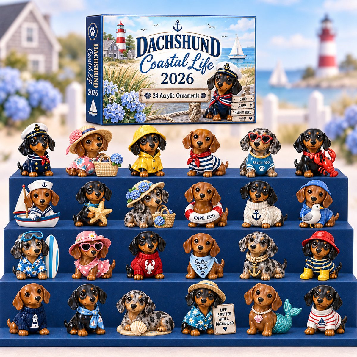 Dachshund Coastal Life 2026 Christmas Advent Calendar Xmas Gifts For Dachshund Lovers
