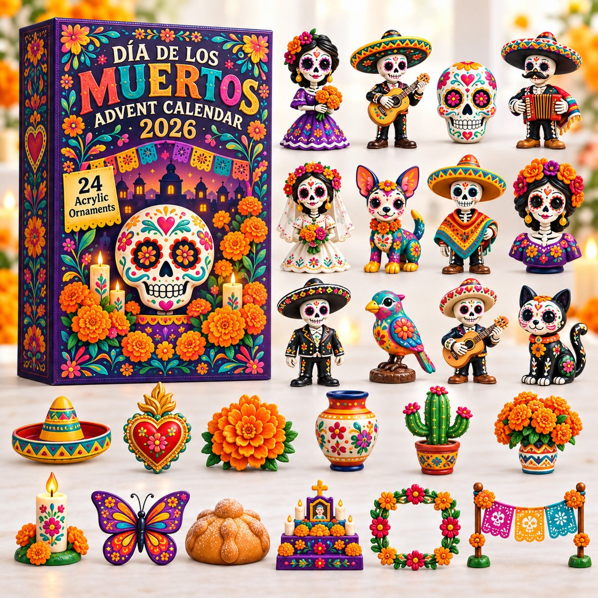 Dia De Los Muertos Christmas Advent Calendar 2026 24 Day Festive Countdown Xmas Gift For Family