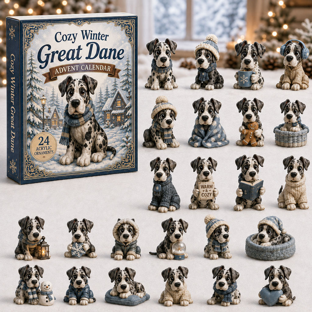 Cozy Winter Great Dane Christmas Advent Calendar Xmas Countdown Presents For Great Dane Lovers