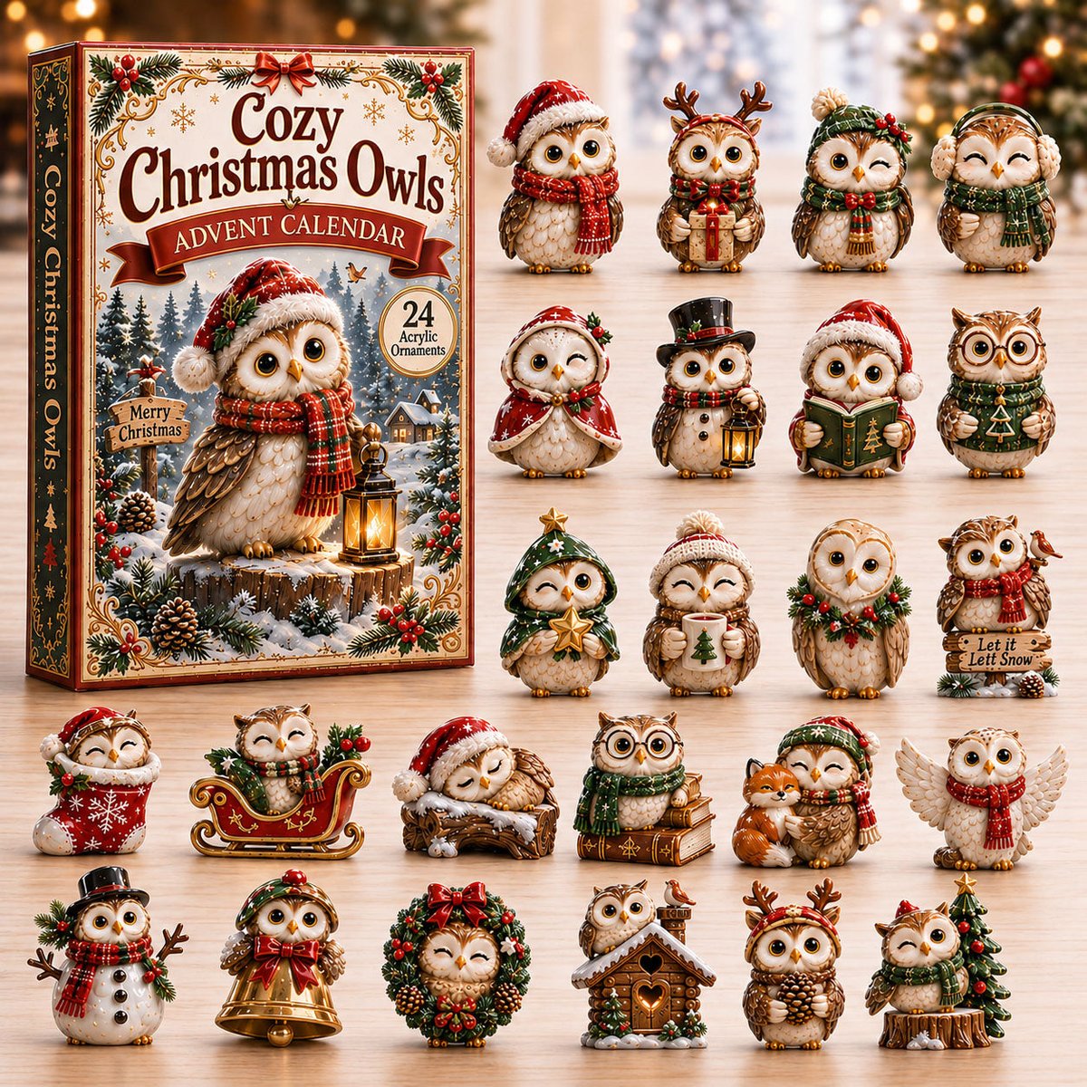 Cozy Christmas Owls Xmas Advent Calendar Christmas Day Countdown Gifts For Owl Lovers