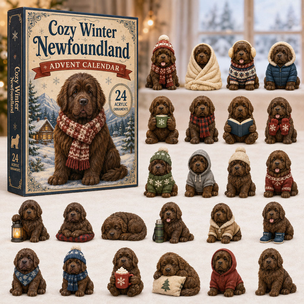 Cozy Winter Newfoundland Christmas Ornament Advent Calendar 2026 Xmas Gifts For Pet Lovers
