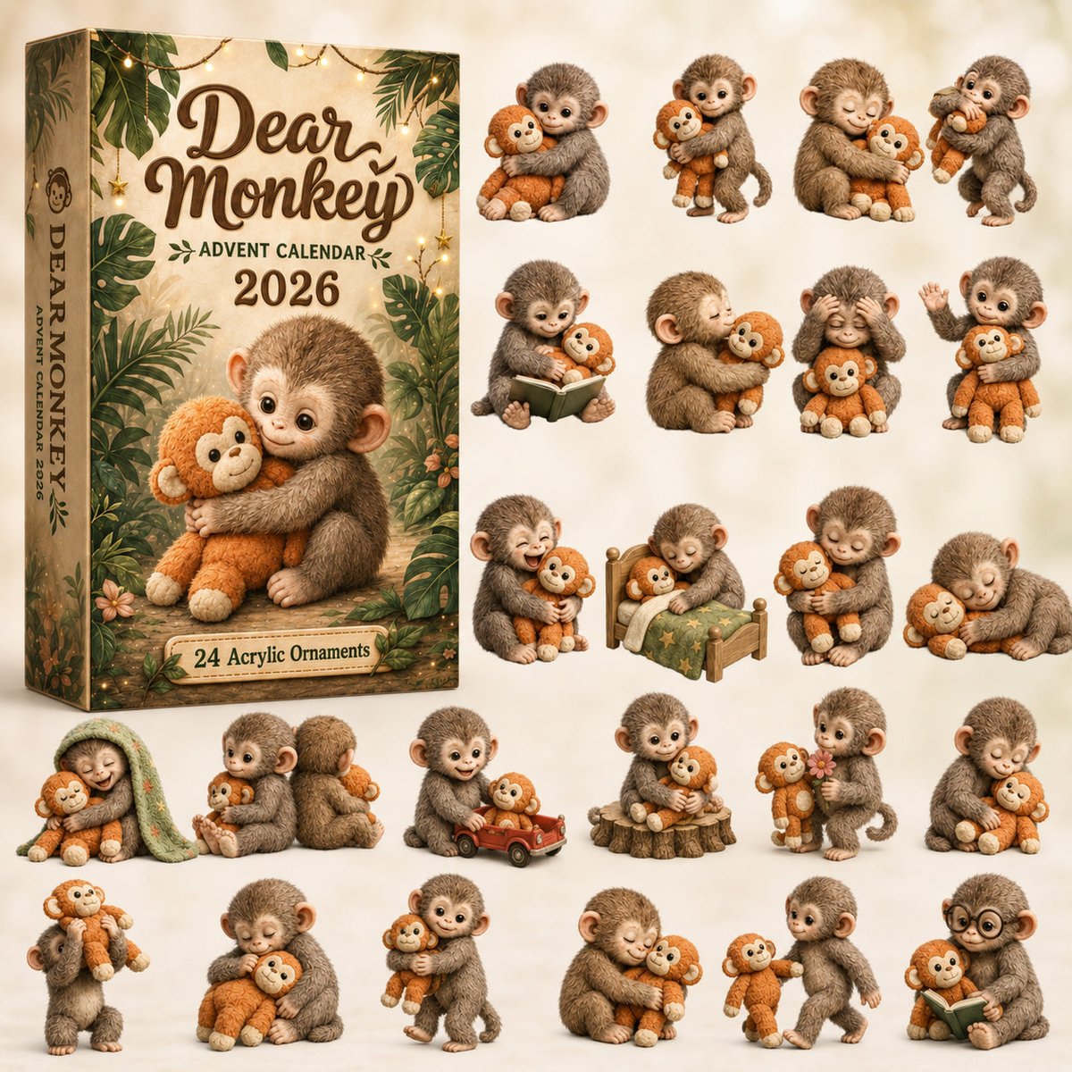 Dear Monkey 2026 Christmas Advent Calendar Monkey Lover Xmas Gift