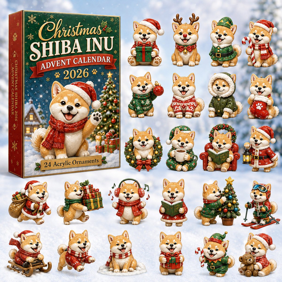 Christmas Shiba Inu Xmas Advent Calendar Christmas Present For Shiba Inu Lovers