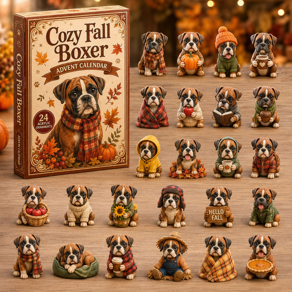 Cozy Fall Boxer Advent Calendar Fall Aesthetic Home Decor Gifts For Boxer Dog Lovers