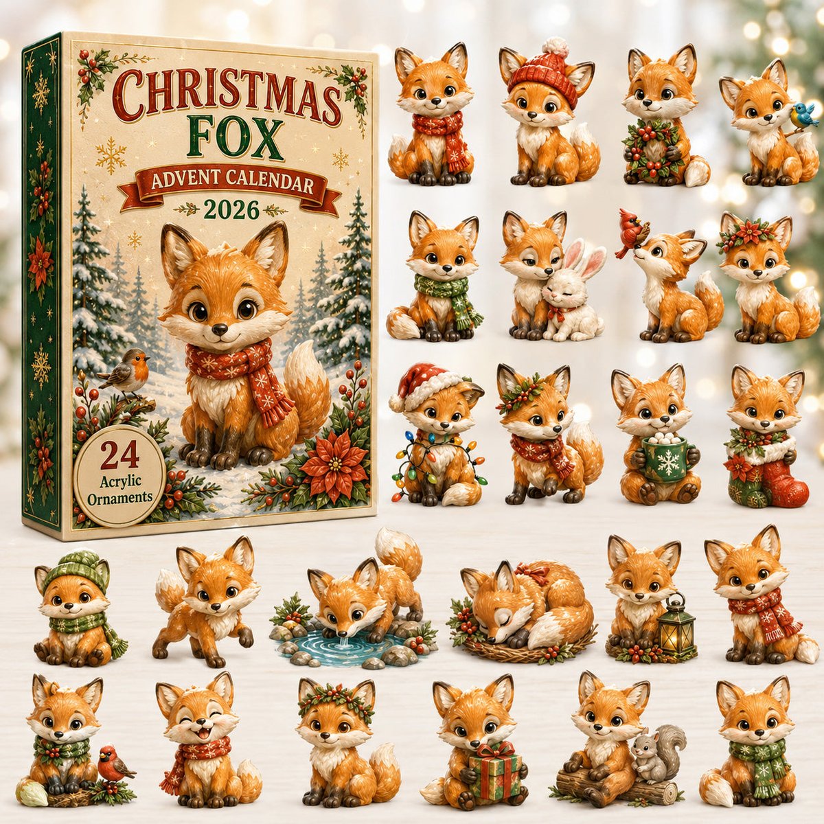 Christmas Woodland Fox Xmas Advent Calendar 2026 24 Day Festive Countdown Xmas Gifts_