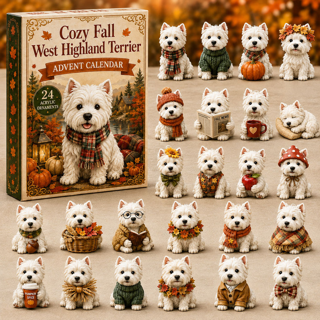 Cozy Fall West Highland Terrier Advent Calendar Fall Season Countdown Gifts For Westie Lovers
