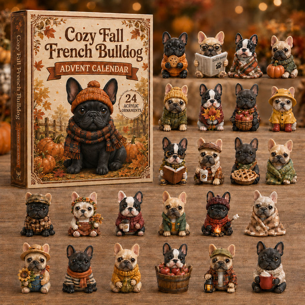 Cozy Fall French Bulldog Christmas Advent Calendar Xmas Gifts For Frenchie Lovers