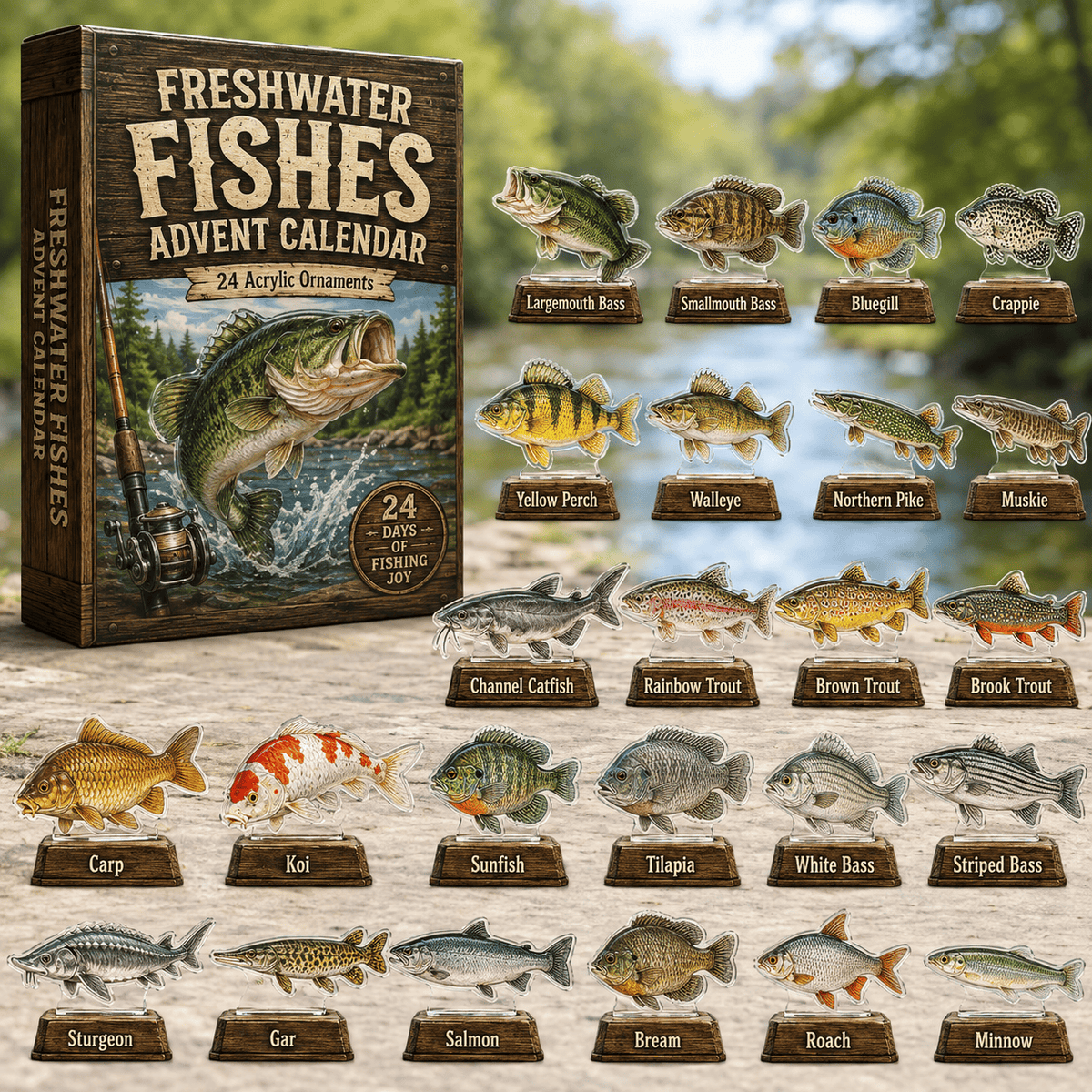 Freshwater Fishes Christmas Advent Calendar Christmas Countdown Gifts For Fishing Lovers