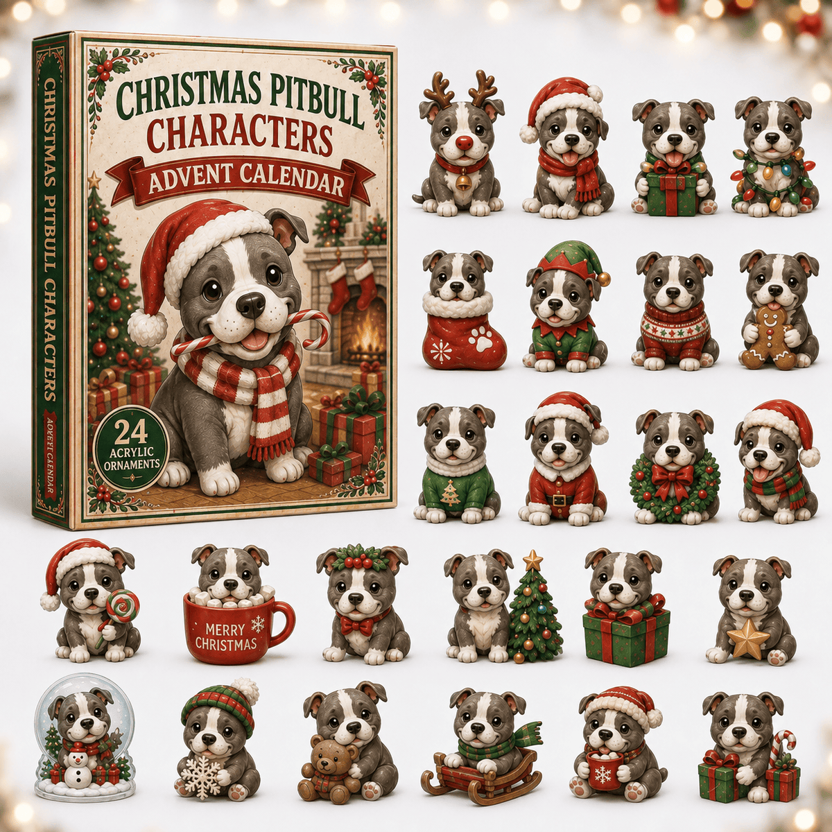Christmas Pitbull Characters Advent Calendar Christmas Countdown Gifts For Pitbull Lovers