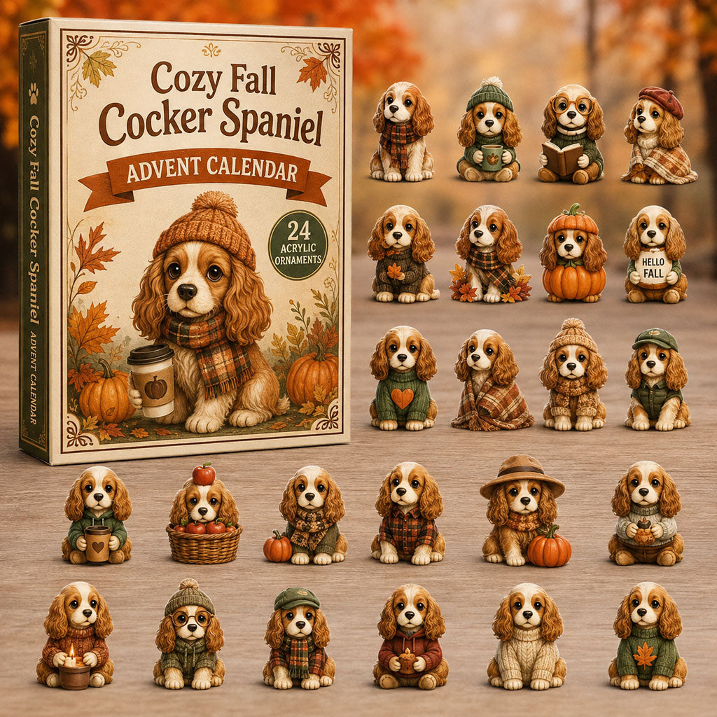 Cozy Fall Cocker Spaniel Christmas Advent Calendar 2026 Xmas Gift Ideas For Cocker Spaniel Dog Lovers