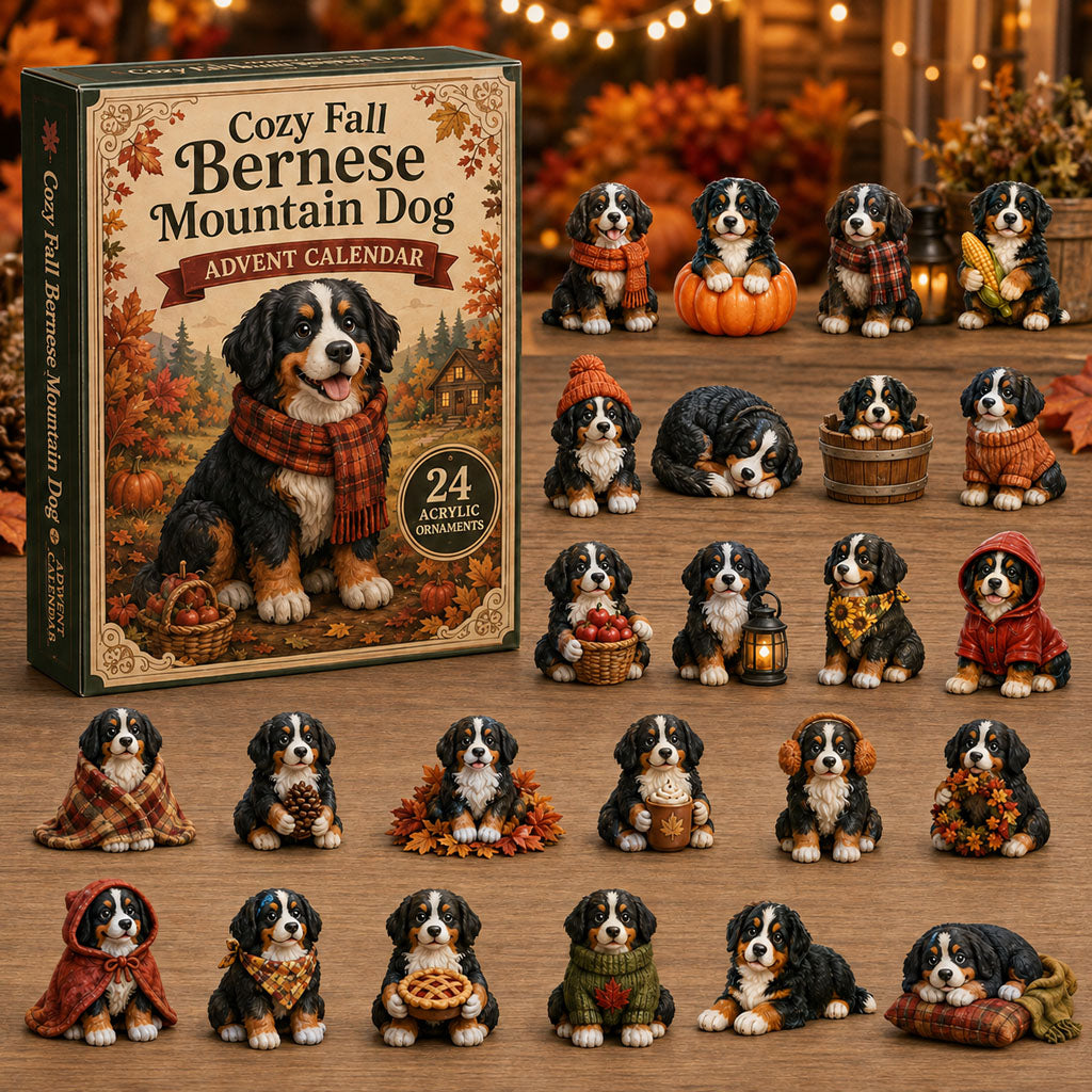 Cozy Fall Bernese Mountain Christmas Advent Calendar 2026 Xmas Gift Ideas For Bernese Mountain Dog Lovers