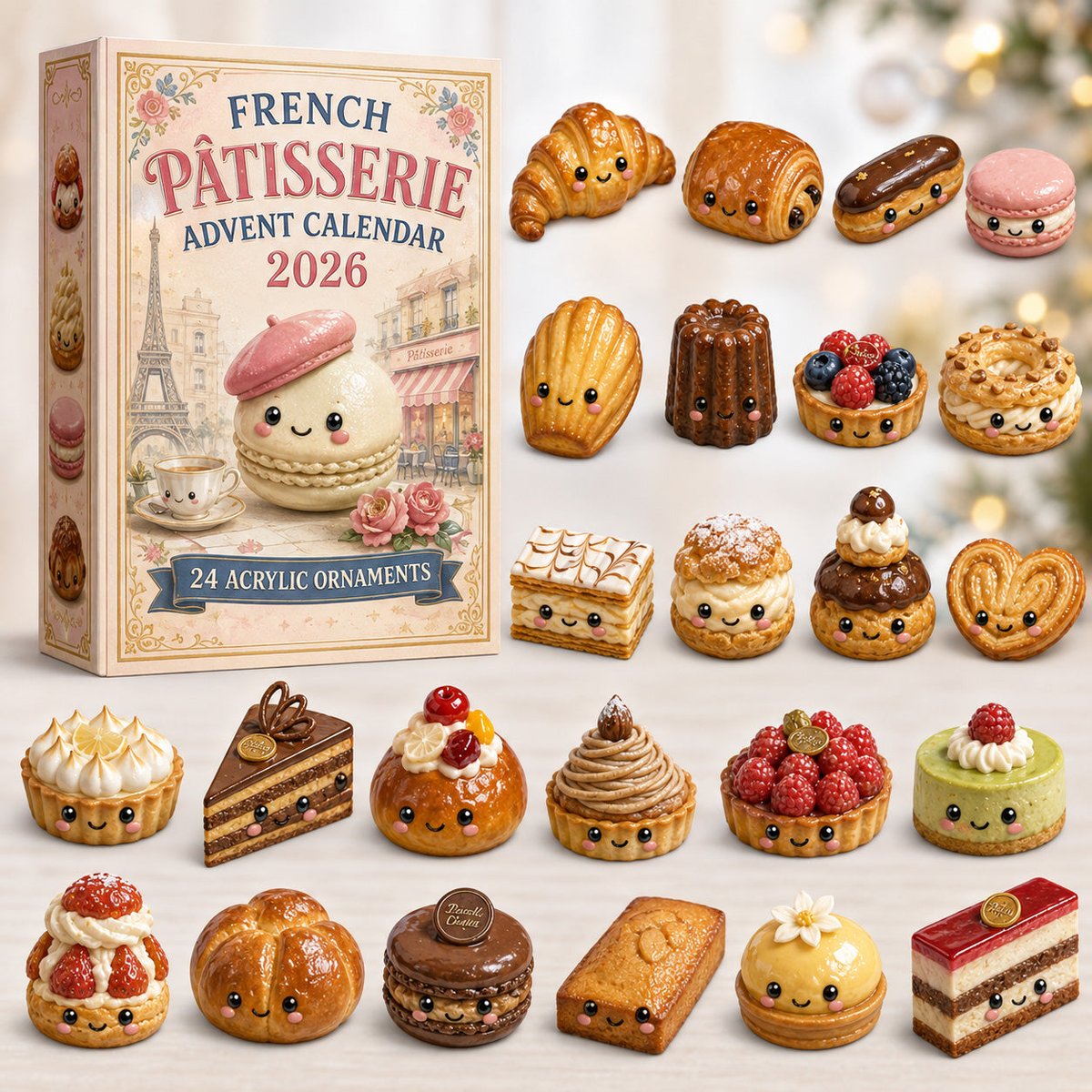 French Patisserie Christmas Advent Calendar Xmas Tree Hanging Gifts For Baking Lovers