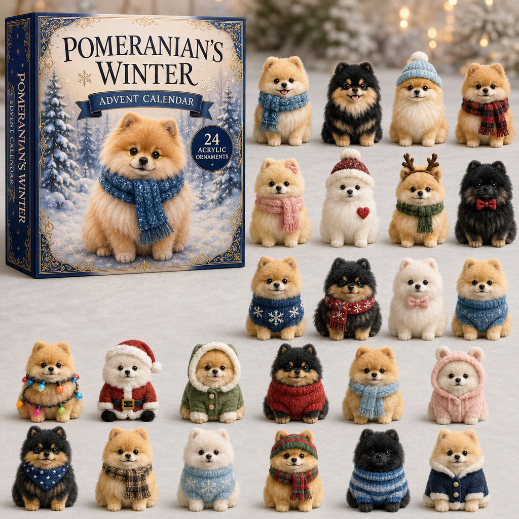 Pomeranian_s Winter Christmas Advent Calendar Xmas Countdown Gifts For Pomeranian Lovers