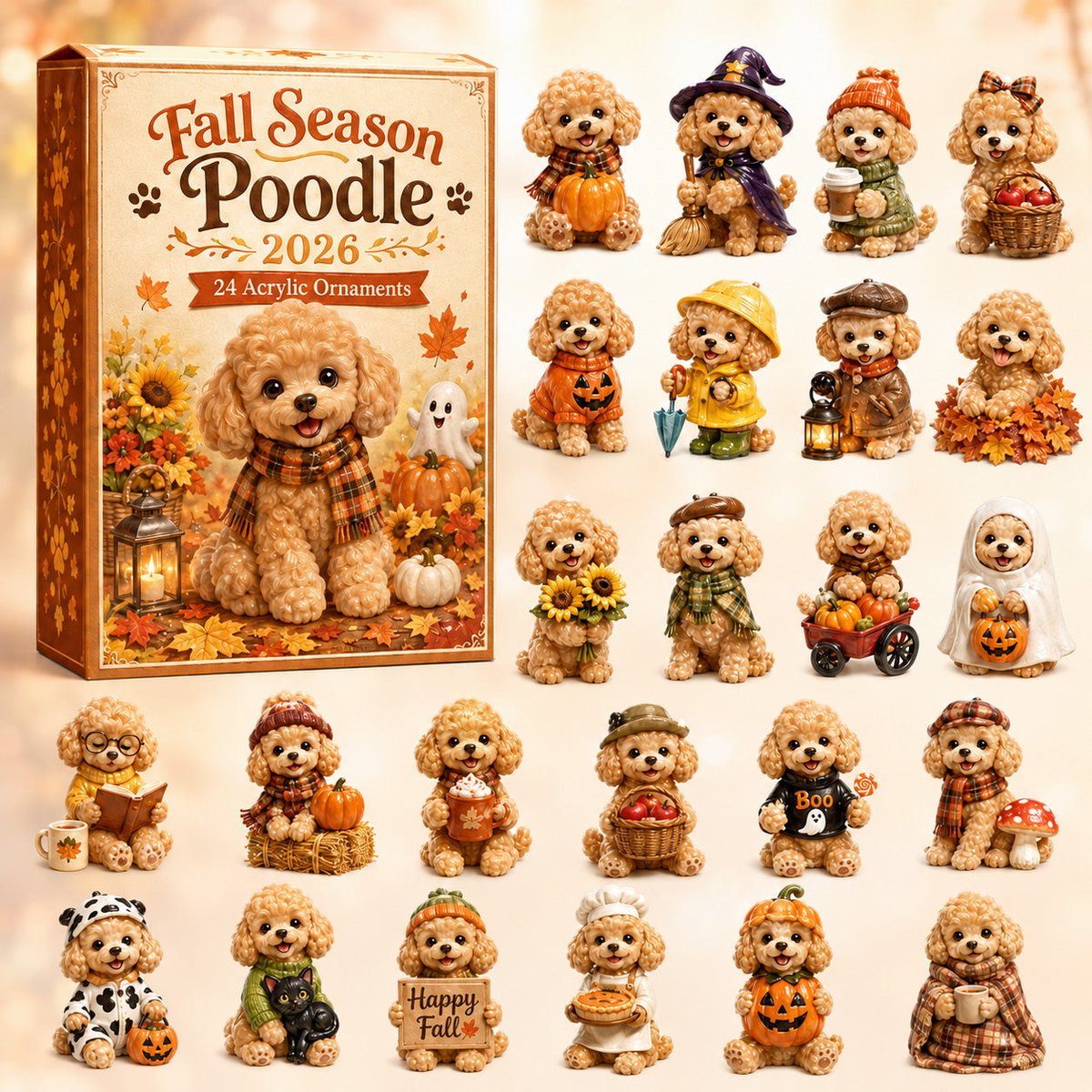 Fall Season Poodle Christmas Advent Calendar Counting Down Calendar Poodle Lovers Xmas Gifts