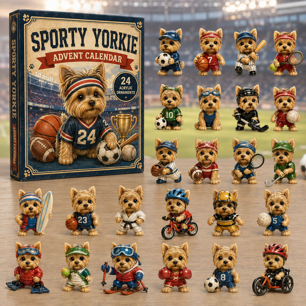 Sporty Yorkie Christmas Advent Calendar Xmas Countdown Christmas Gifts For Yorkie Lovers