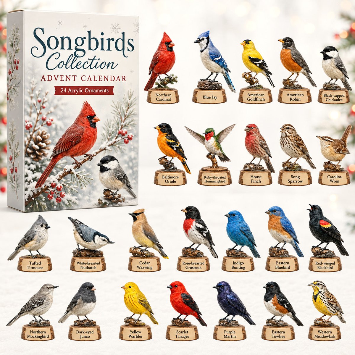 Songbirds Collection Xmas Advent Calendar Christmas Day Countdown Gifts For Bird Lovers