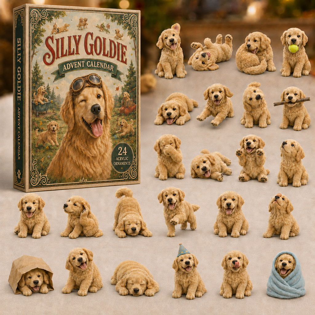 Silly Goldie Christmas Advent Calendar Counting Down Dog Lovers Xmas Gifts_